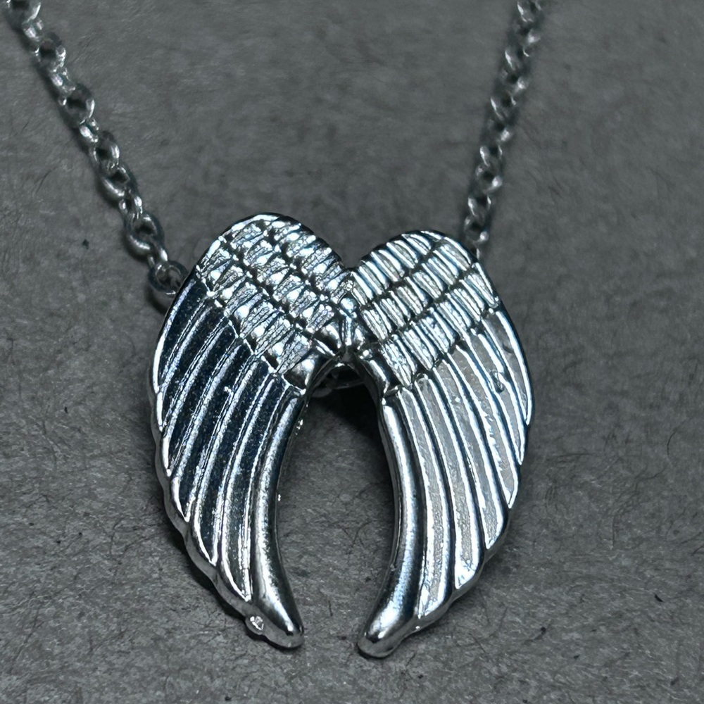 Silver Angel Wing Pendant Necklace